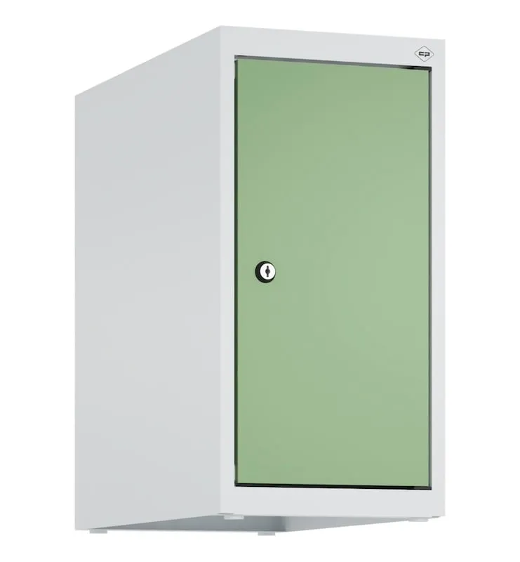 C+P Aufsatzschrank Classic PLUS  | 1 Abteil | HxBxT 50x25x50cm | Zylinderschloss | Stahl | Lichtgrau/Resedagrün