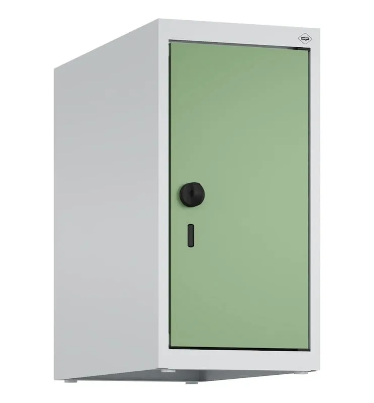 C+P Aufsatzschrank Classic PLUS  | 1 Abteil | HxBxT 50x25x50cm | Sicherheits-Drehriegel | Stahl | Lichtgrau/Resedagrün