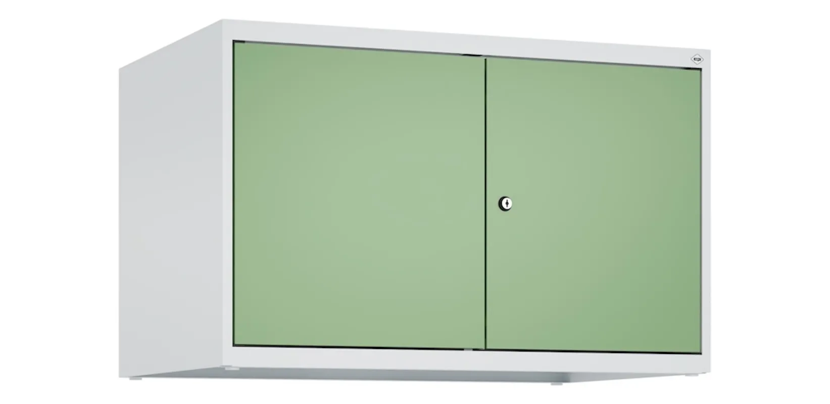 C+P Doppelter Aufsatzschrank Classic PLUS  | 2 Abteile mit Mitteltrennwand | HxBxT 50x80x50cm | Zylinderschloss | Stahl | Lichtgrau/Resedagrün