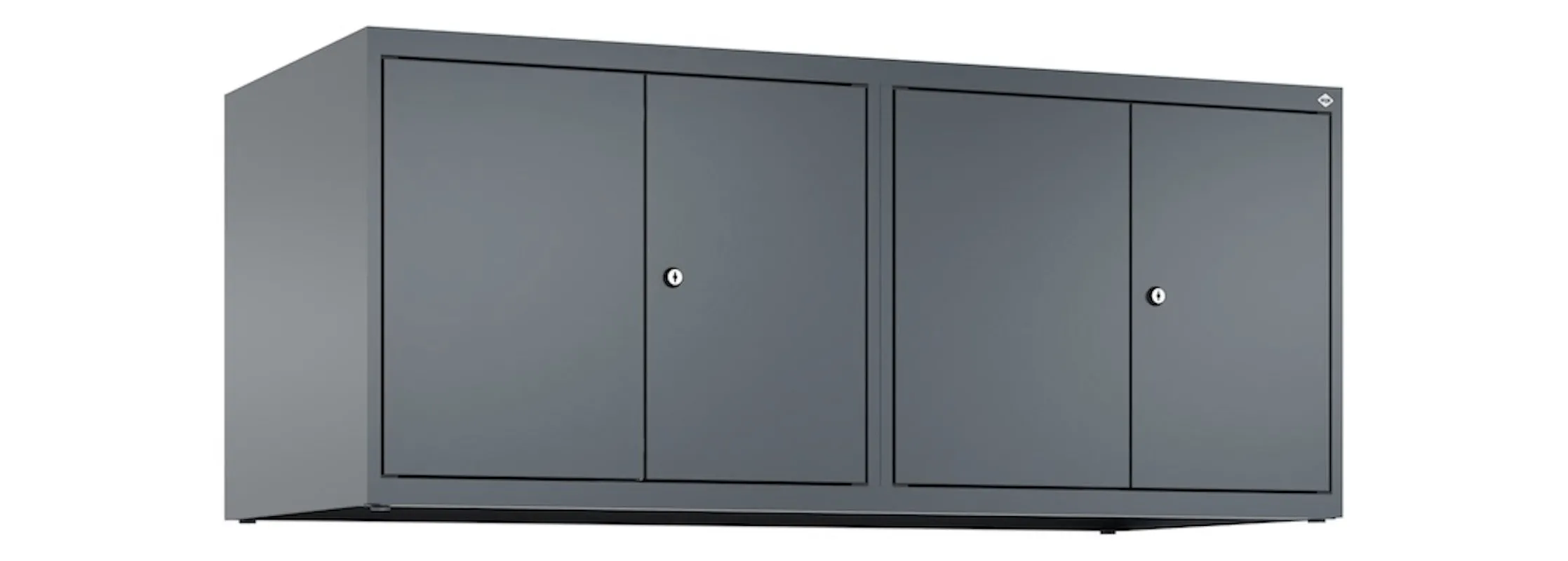 C+P Doppelter Aufsatzschrank Classic PLUS  | 4 Abteile mit Mitteltrennwand | HxBxT 50x120x50cm | Zylinderschloss | Stahl | Anthrazitgrau/Anthrazitgrau