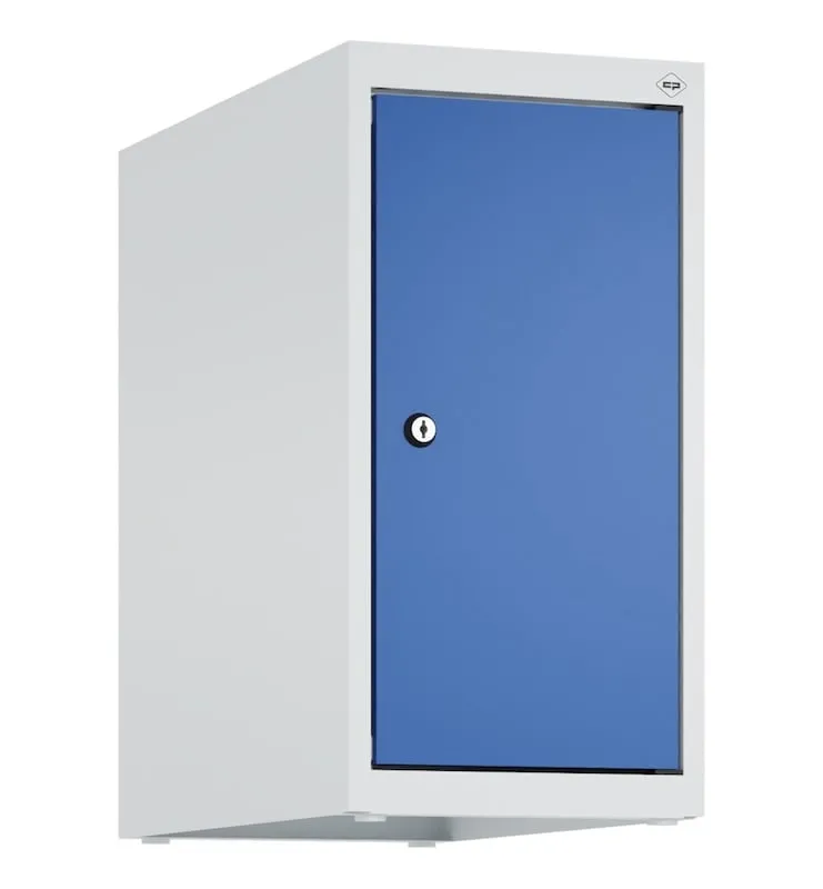 C+P Aufsatzschrank Classic PLUS  | 1 Abteil | HxBxT 50x25x50cm | Zylinderschloss | Stahl | Lichtgrau/Enzianblau