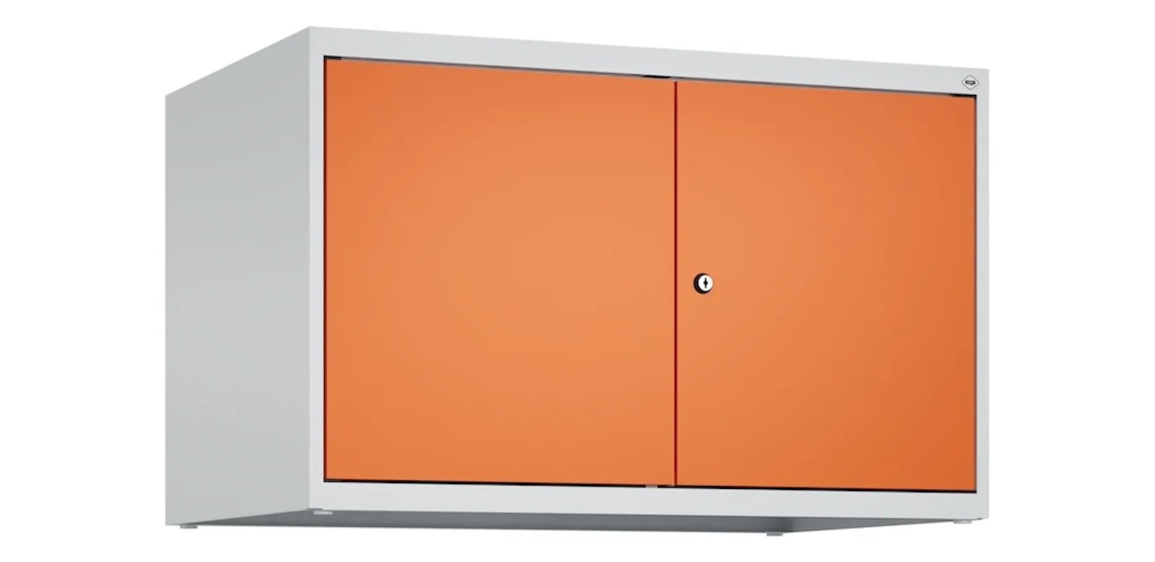 C+P Doppelter Aufsatzschrank Classic PLUS  | 2 Abteile mit Mitteltrennwand | HxBxT 50x80x50cm | Zylinderschloss | Stahl | Lichtgrau/Reinorange