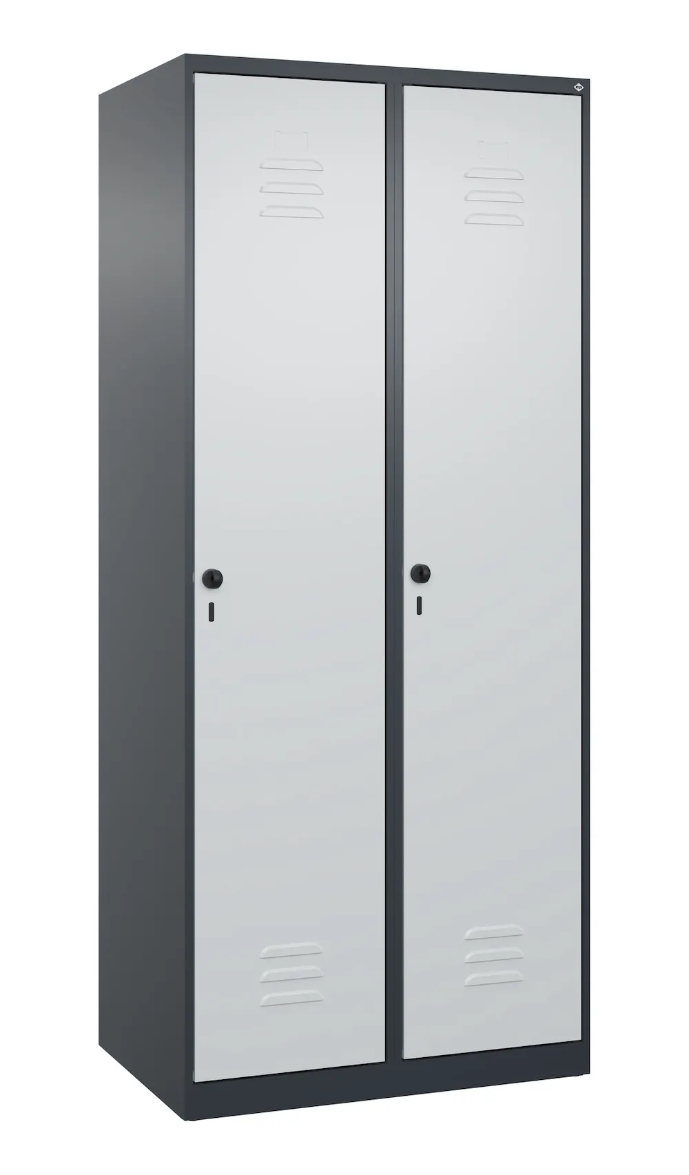 C+P Aufbewahrungsspind Classic PLUS  | 2 Abteile mit je 4 Fachböden | HxBxT 185x80x50cm | Sicherheits-Drehriegel | Stahl | Anthrazitgrau/Anthrazitgrau