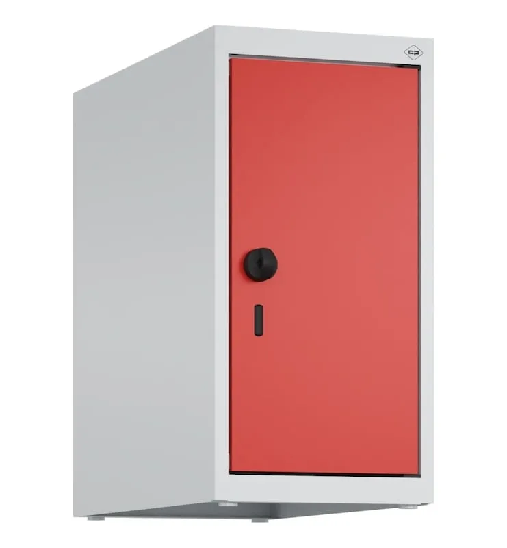 C+P Aufsatzschrank Classic PLUS  | 1 Abteil | HxBxT 50x25x50cm | Sicherheits-Drehriegel | Stahl | Lichtgrau/Verkehrsrot