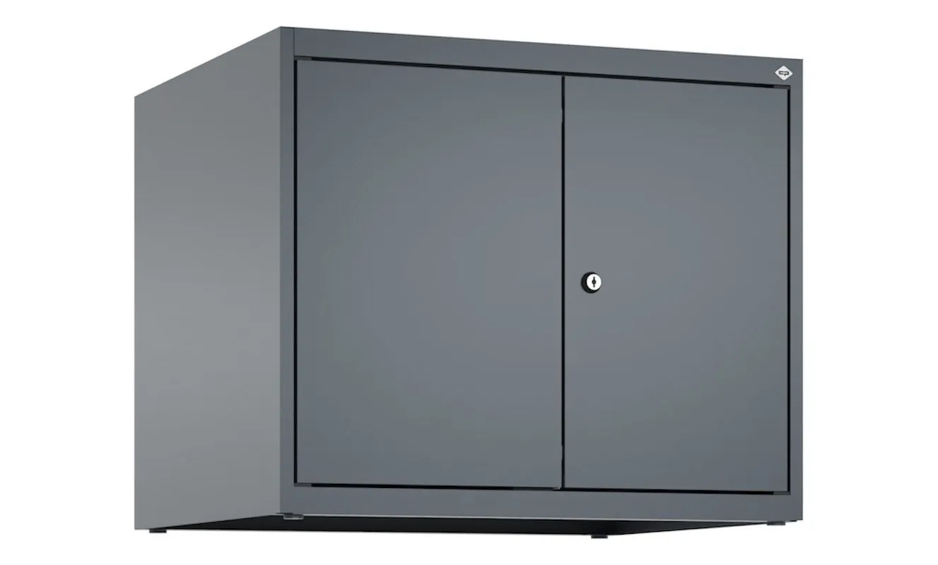 C+P Doppelter Aufsatzschrank Classic PLUS  | 2 Abteile | HxBxT 50x60x50cm | Zylinderschloss | Stahl | Anthrazitgrau/Anthrazitgrau