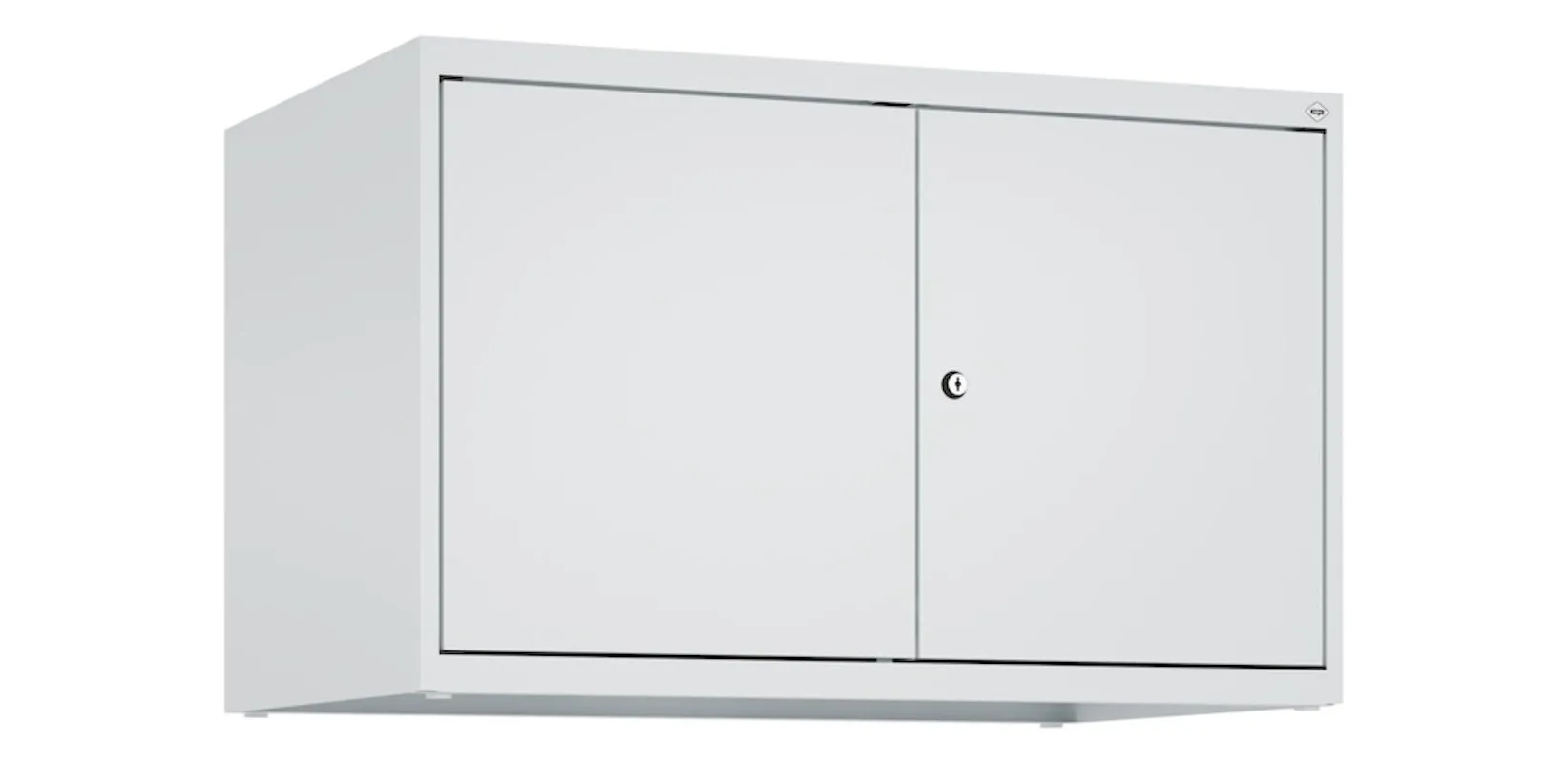 C+P Doppelter Aufsatzschrank Classic PLUS  | 2 Abteile mit Mitteltrennwand | HxBxT 50x80x50cm | Zylinderschloss | Stahl | Lichtgrau/Lichtgrau