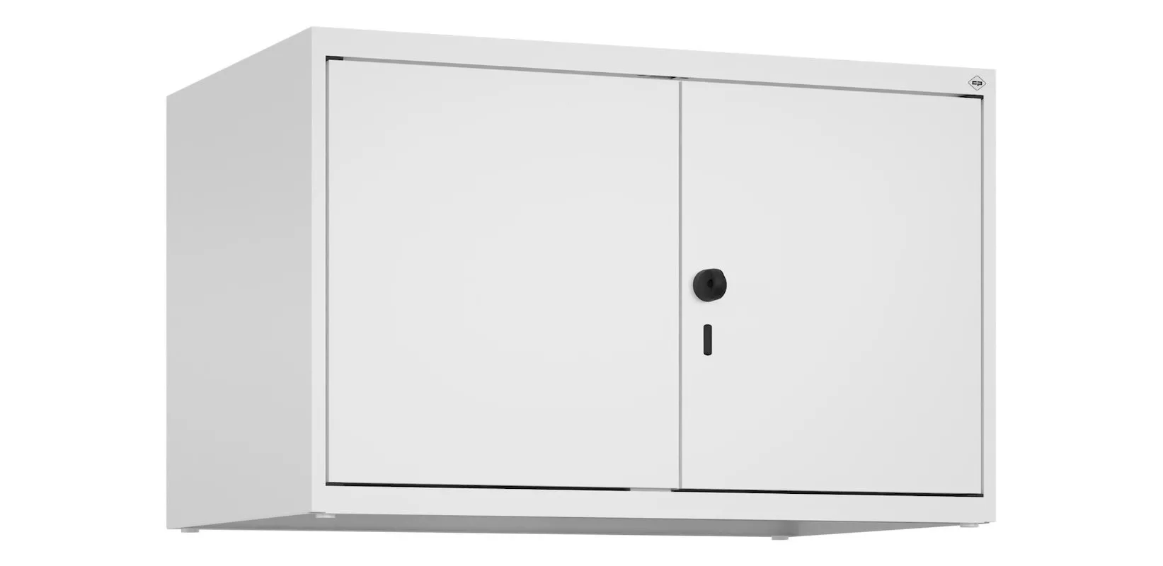 C+P Doppelter Aufsatzschrank Classic PLUS  | 2 Abteile mit Mitteltrennwand | HxBxT 50x80x50cm | Sicherheits-Drehriegel | Stahl | Verkehrsweiß/Verkehrsweiß