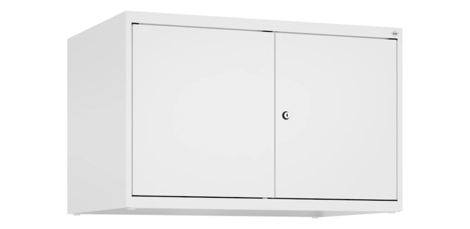 C+P Doppelter Aufsatzschrank Classic PLUS  | 2 Abteile mit Mitteltrennwand | HxBxT 50x80x50cm | Zylinderschloss | Stahl | Verkehrsweiß/Verkehrsweiß