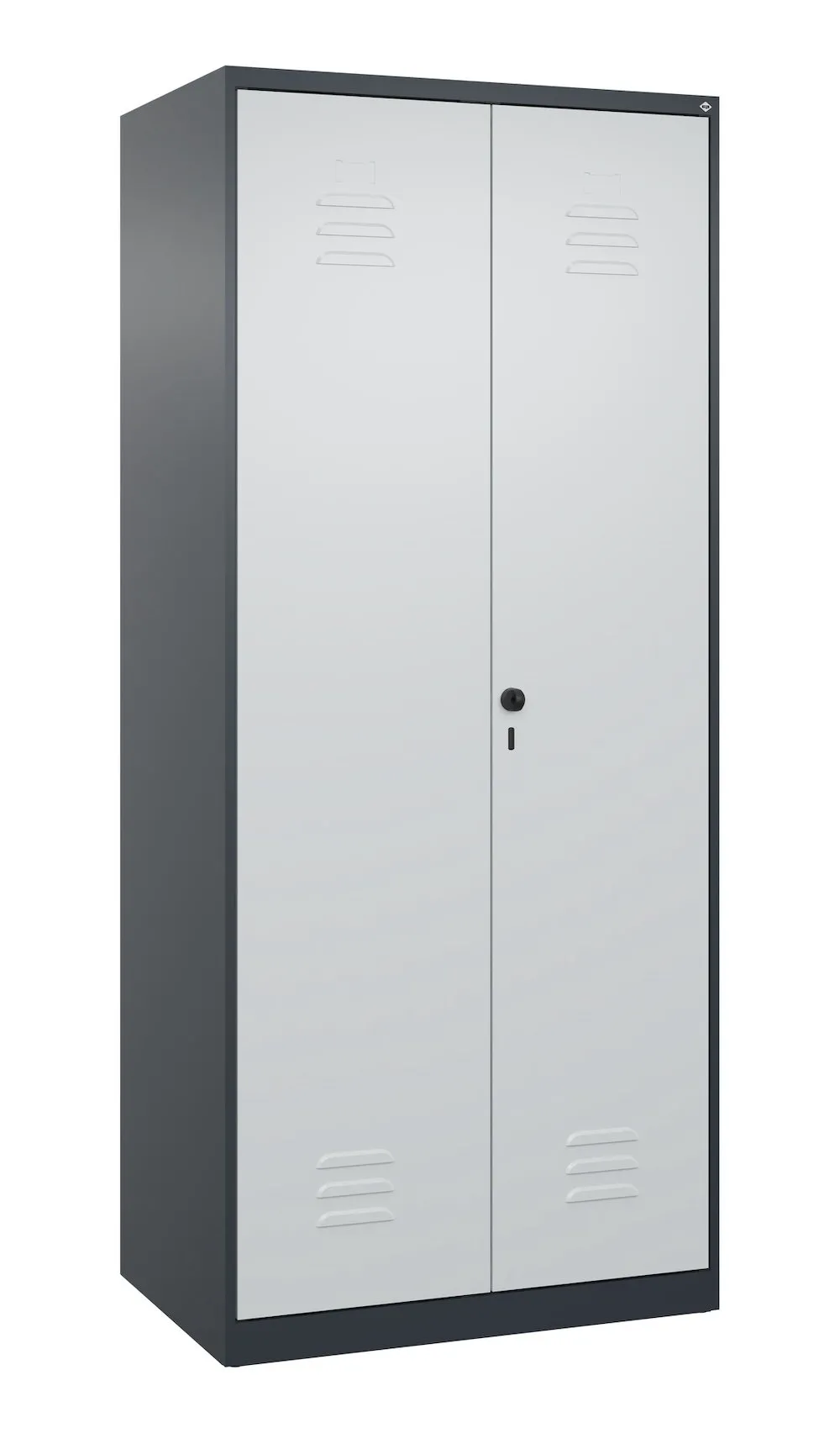 C+P Aufbewahrungs Doppel-Spind Classic PLUS  | 2 Abteile mit Mitteltrennwand & 5 Fachböden | HxBxT 185x80x50cm | Sicherheits-Drehriegel | Stahl | Anthrazitgrau/Lichtgrau