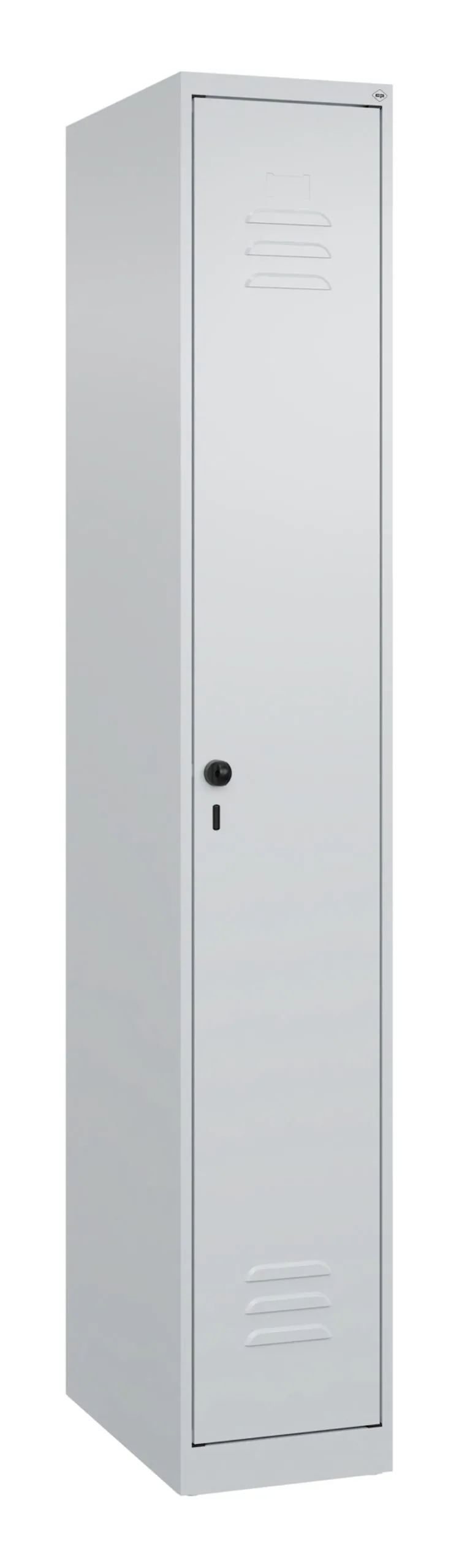C+P Spind Classic PLUS  | 1 Abteil | HxBxT 185x30x50cm | Sicherheits-Drehriegel | Stahl | Lichtgrau/Lichtgrau