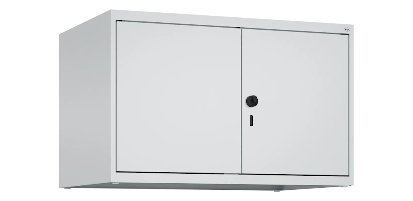 C+P Doppelter Aufsatzschrank Classic PLUS  | 2 Abteile mit Mitteltrennwand | HxBxT 50x80x50cm | Sicherheits-Drehriegel | Stahl | Lichtgrau/Lichtgrau