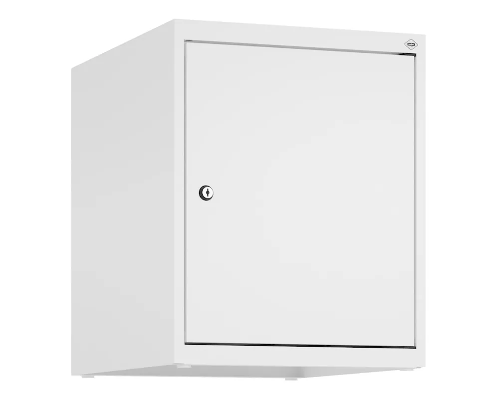 C+P Aufsatzschrank Classic PLUS  | 1 Abteil | HxBxT 50x40x50cm | Zylinderschloss | Stahl | Verkehrsweiß/Verkehrsweiß