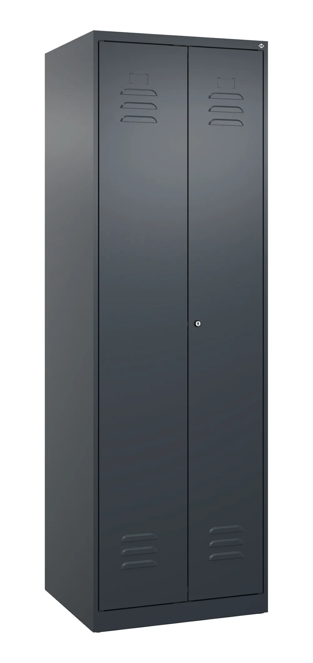 C+P Aufbewahrungs Doppel-Spind Classic PLUS  | 2 Abteile mit je 4 Fachböden | HxBxT 185x60x50cm | Zylinderschloss | Stahl | Anthrazitgrau/Anthrazitgrau