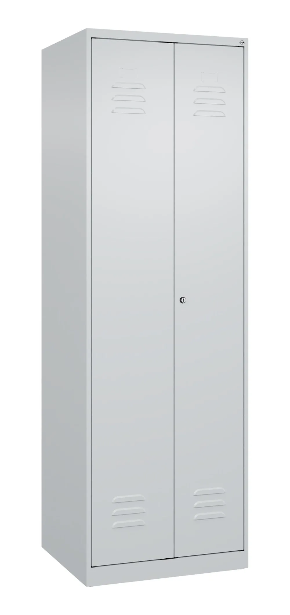 C+P Aufbewahrungs Doppel-Spind Classic PLUS  | 2 Abteile mit Mitteltrennwand & 5 Fachböden | HxBxT 185x60x50cm | Zylinderschloss | Stahl | Lichtgrau/Lichtgrau