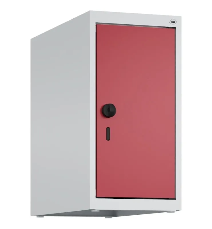 C+P Aufsatzschrank Classic PLUS  | 1 Abteil | HxBxT 50x25x50cm | Sicherheits-Drehriegel | Stahl | Lichtgrau/Rubinrot