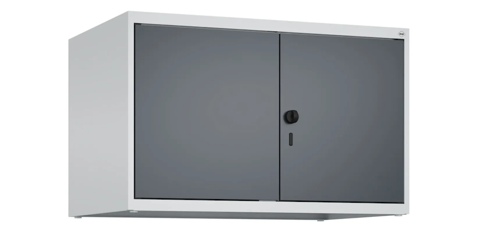 C+P Doppelter Aufsatzschrank Classic PLUS  | 2 Abteile mit Mitteltrennwand | HxBxT 50x80x50cm | Sicherheits-Drehriegel | Stahl | Lichtgrau/Anthrazitgrau