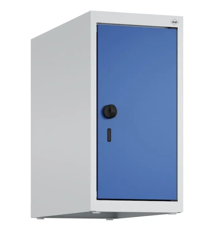 C+P Aufsatzschrank Classic PLUS  | 1 Abteil | HxBxT 50x25x50cm | Sicherheits-Drehriegel | Stahl | Lichtgrau/Enzianblau