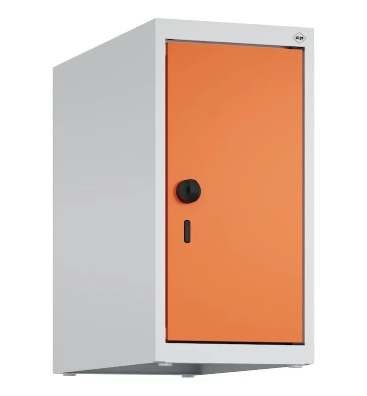 C+P Aufsatzschrank Classic PLUS  | 1 Abteil | HxBxT 50x25x50cm | Sicherheits-Drehriegel | Stahl | Lichtgrau/Reinorange