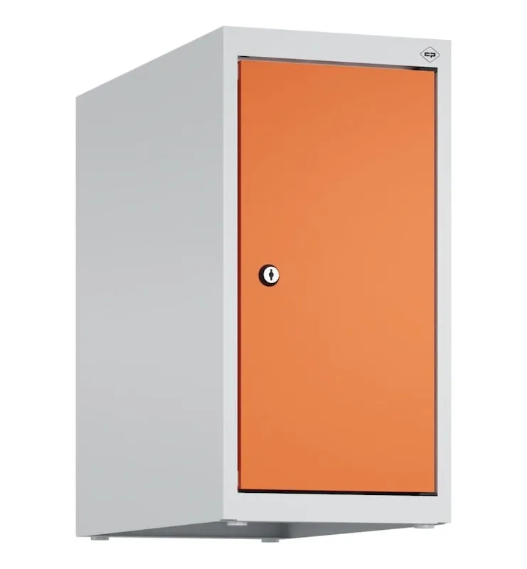 C+P Aufsatzschrank Classic PLUS  | 1 Abteil | HxBxT 50x25x50cm | Zylinderschloss | Stahl | Lichtgrau/Reinorange