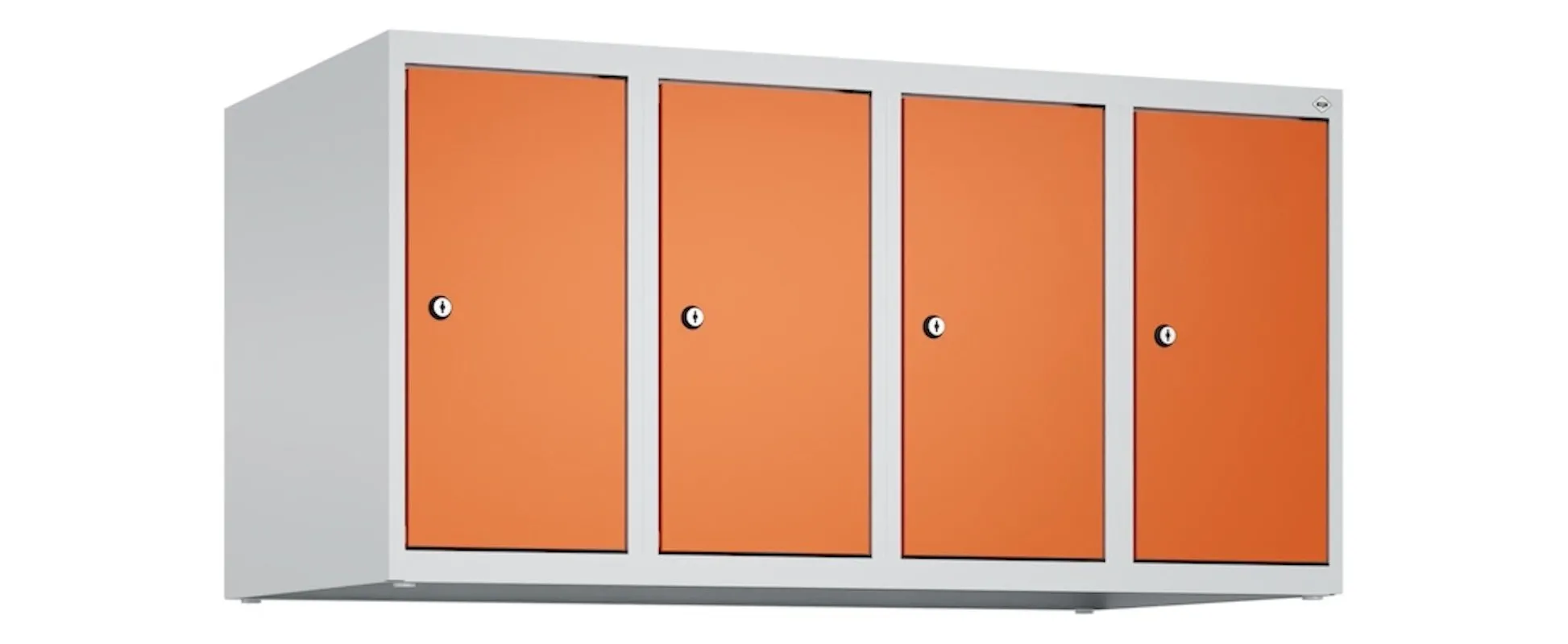 C+P Aufsatzschrank Classic PLUS  | 4 Abteile | HxBxT 50x100x50cm | Zylinderschloss | Stahl | Lichtgrau/Reinorange