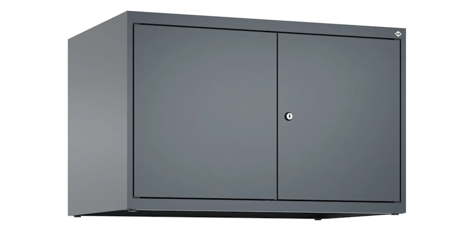 C+P Doppelter Aufsatzschrank Classic PLUS  | 2 Abteile mit Mitteltrennwand | HxBxT 50x80x50cm | Zylinderschloss | Stahl | Anthrazitgrau/Anthrazitgrau