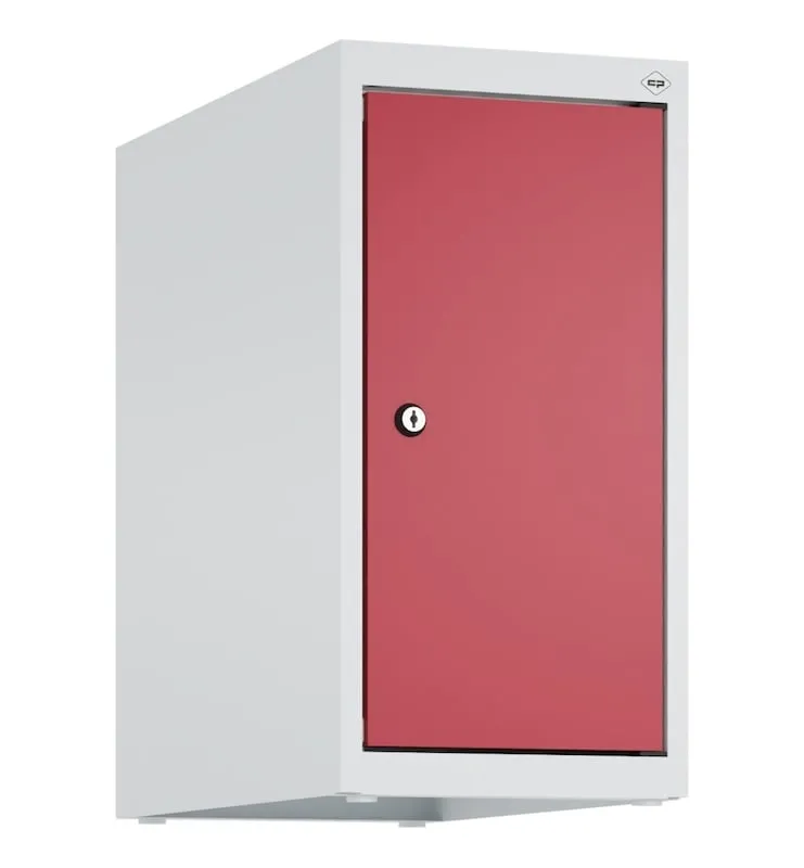 C+P Aufsatzschrank Classic PLUS  | 1 Abteil | HxBxT 50x25x50cm | Zylinderschloss | Stahl | Lichtgrau/Rubinrot