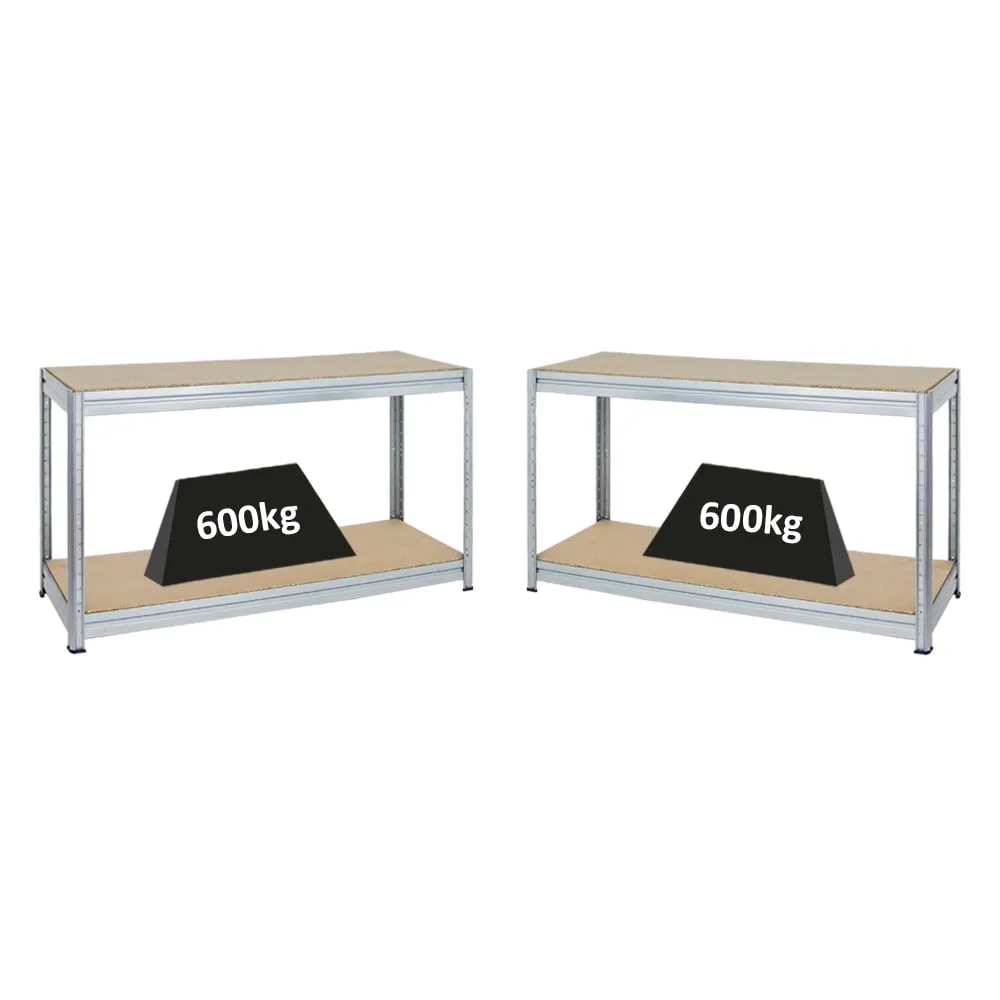 Mega Deal | 2x Höhenverstellbare Werkbank DINO | HxBxT 90x160x60cm | Traglast 600 kg | Verzinkt