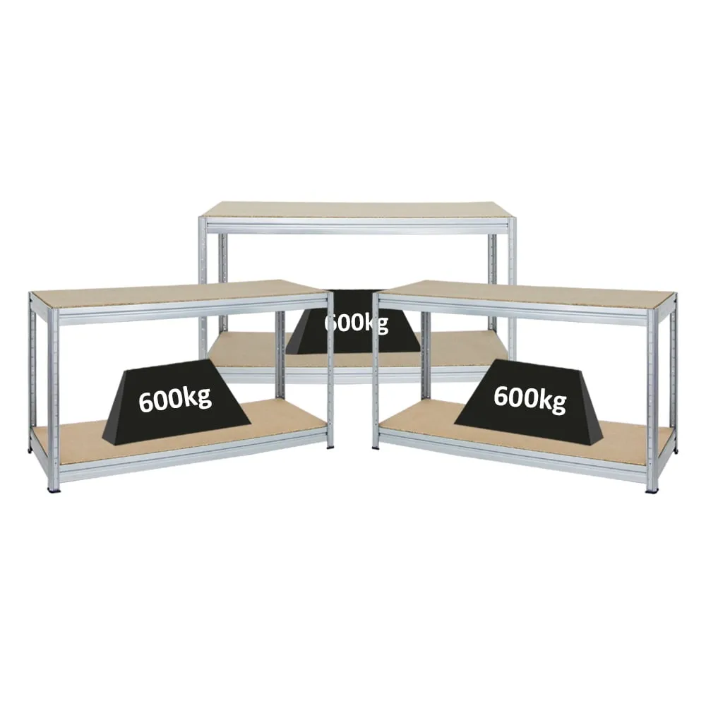 Mega Deal | 3x Höhenverstellbare Werkbank DINO | HxBxT 90x160x60cm | Traglast 600 kg | Verzinkt