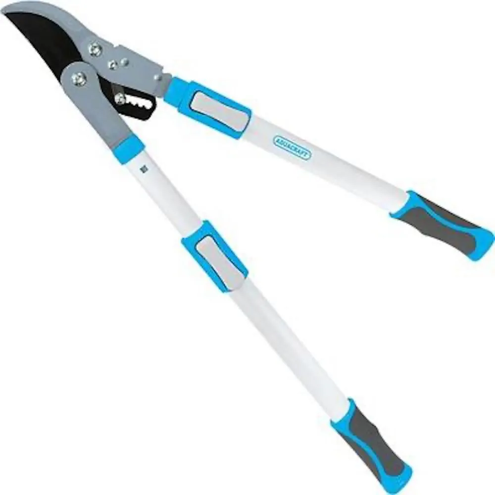 4 OKOLINA Astschere | Teleskopgriff | teleskopierbar +30 cm| Rasenschere | Baumschere | Aluminium | SoftGrip-Technologie | mit Amboss