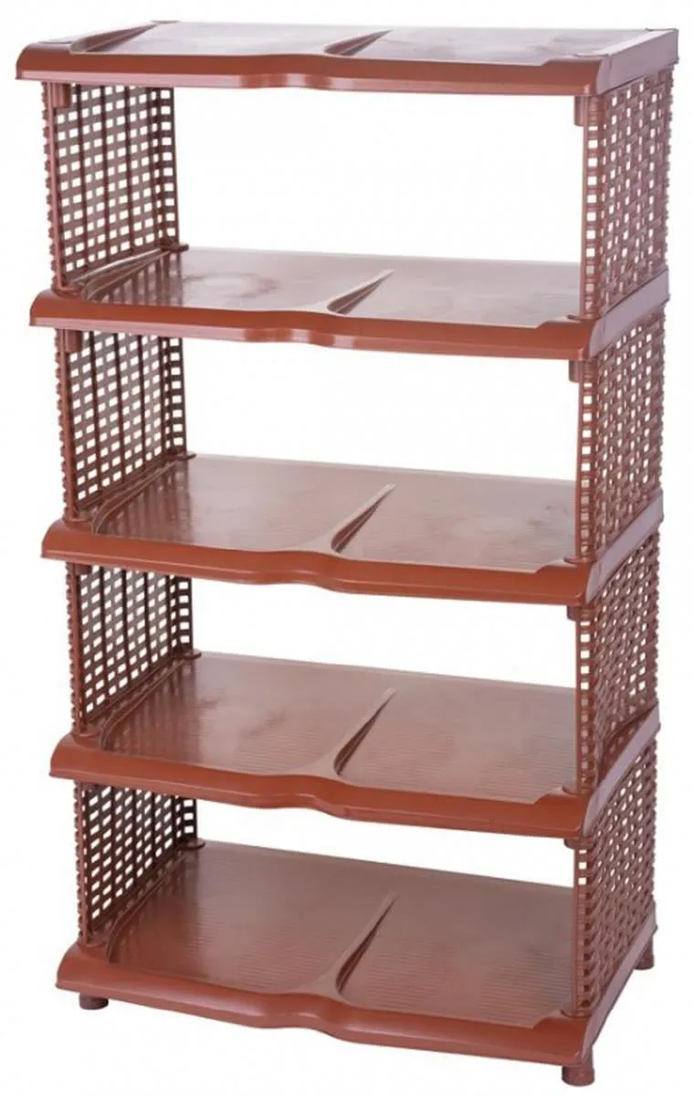 Kunststoffschuhregal l Oxford | 5 Ebenen | HxBxT 86x48x30,5cm | Rattan | Braun