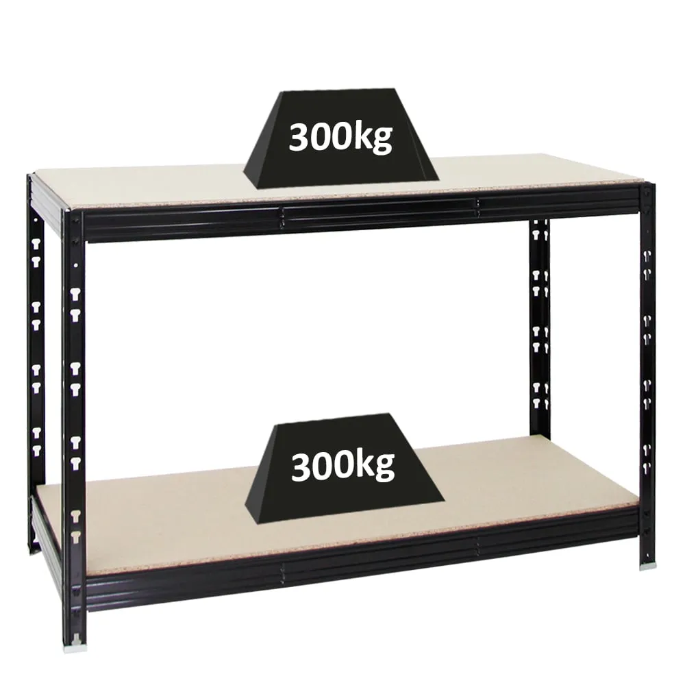 Werkbank Tiger | 300 kg pro Fachboden | HxBxT 90x140x60 cm | Schwarz