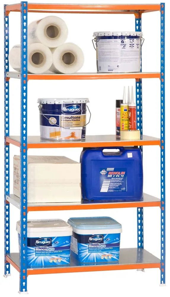 Schwerlastregal METAL SHARK | HxBxT 180x90x40cm | Fachlast 180kg | Blau-Orange