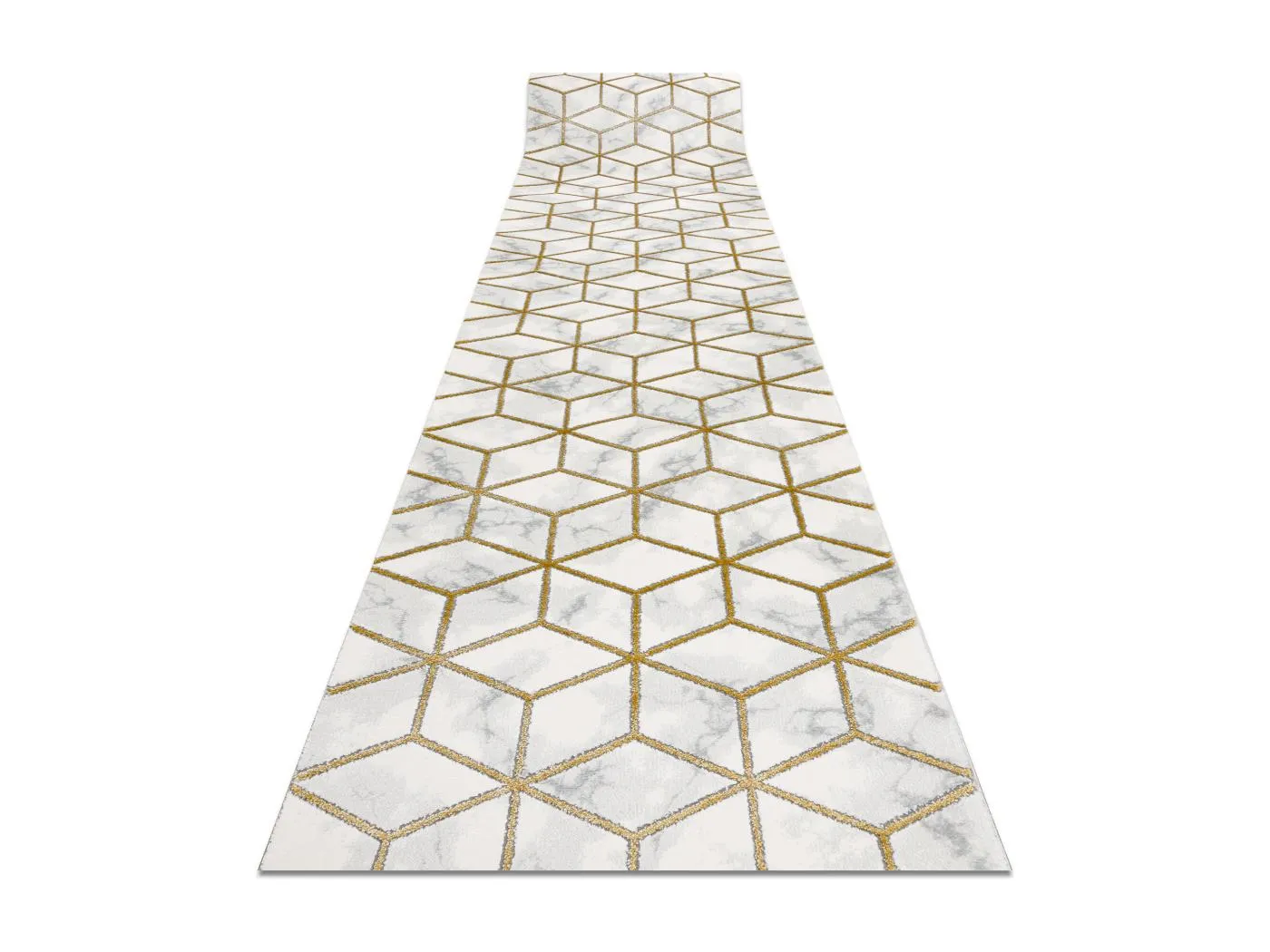 Exklusiv EMERALD Läufer 1014 glamour, stilvoll Würfel creme / gold 100x270 cm