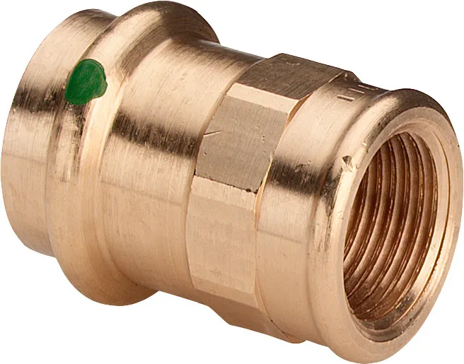 „Sanpress“ Übergangsstück mit 1 Muffe und Innengewinde 15 mm × 1/2″