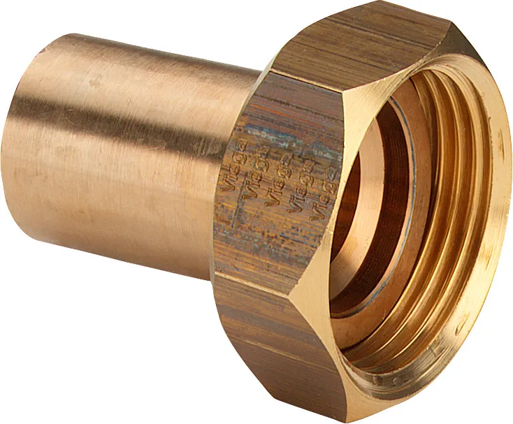 Viega Anschlussverschraubung „Sanpress“ flachdichtend in 15 mm × G3 / 4 Rotguss